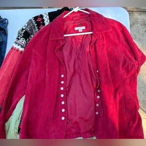 Red Suede Button-Up Jacket